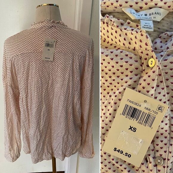 Lucky Brand Ditzy Print Long Sleeve Henley NWT - Picture 4 of 4